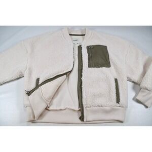 Nwt's Abercrombie & Fitch White Sherpa Cropped Jacket Women's XL Front Zip